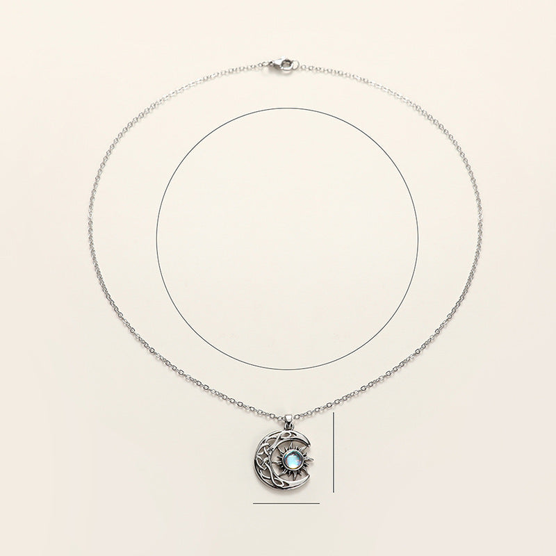 Sun & Moon Pendant Necklace Unisex Moonlight Clavicle Chain Niche Geometric Jewelry Gift