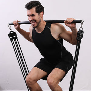 Gym Equipment Handle with Bearing Ring | Steel Pilates Stick Bar | Fitness Training Handle for Home Workout & Resistance Bands