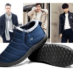 Men’s Lightweight Waterproof Winter Snow Boots Warm Plush Lining, Slip-On Ankle Boots for Cold Weather