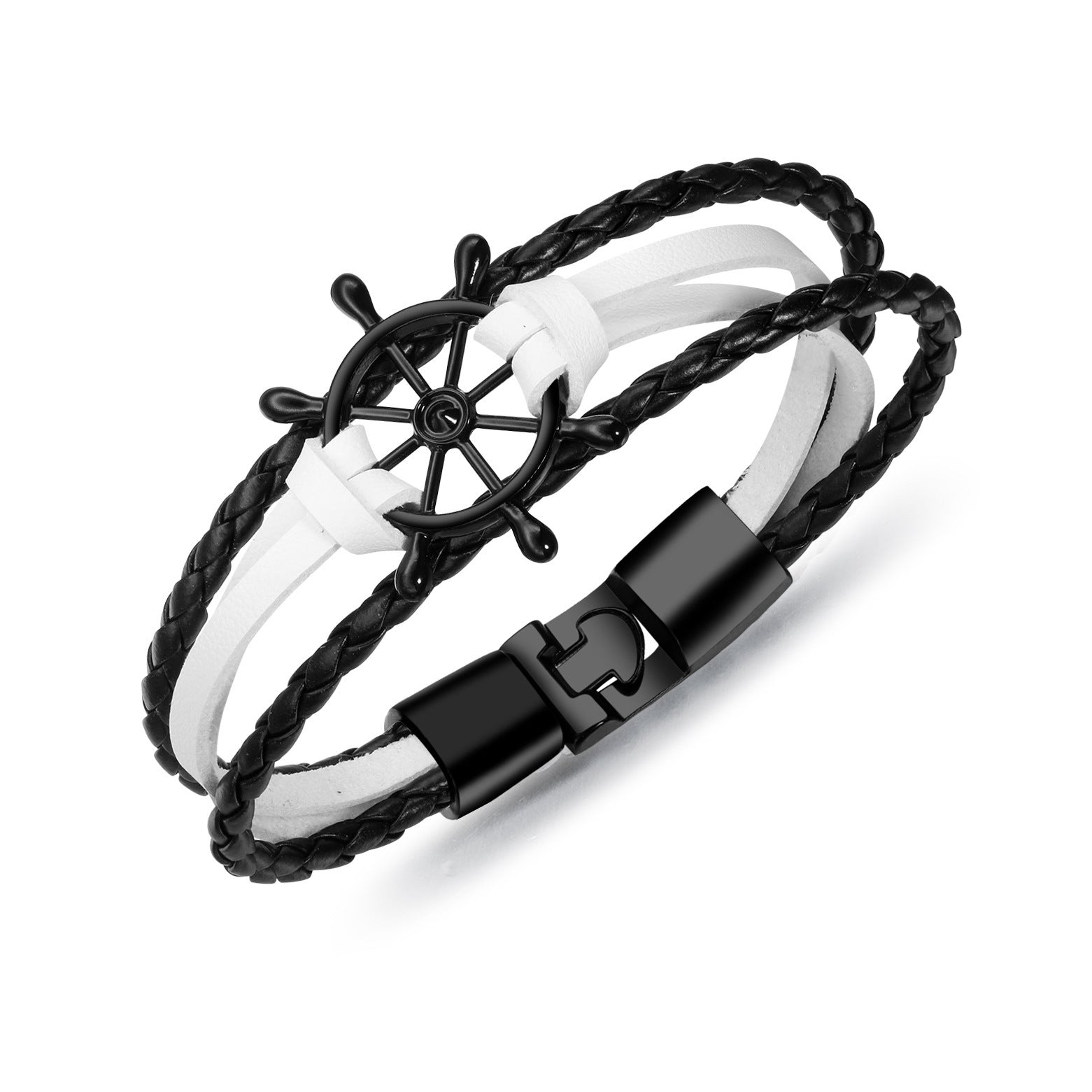 Men's Leather & Zinc Alloy Charm Bracelet - Perfect Gift for Him (Husband/Dad/Son)