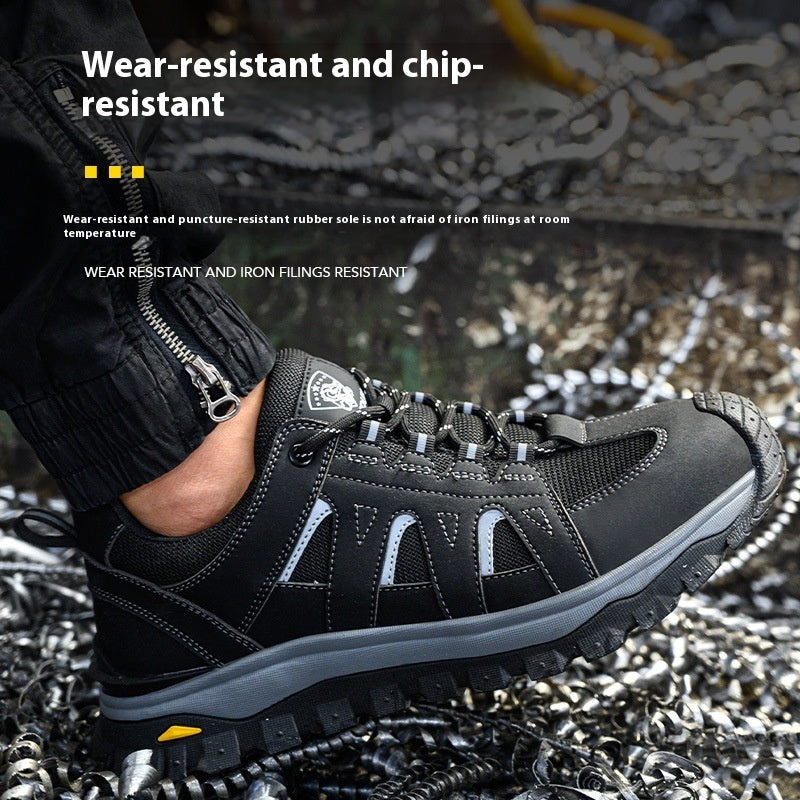 Men’s Lightweight Safety Shoes Breathable Deodorant Toe Cap Footwear for Construction & Work Sites