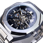 Men's Automatic Skeleton Mechanical Watch - Stainless Steel Case, Self-Winding