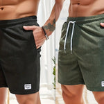 Men’s Corduroy Shorts Lace-Up Drawstring Summer Pants Casual Straight Fit Sports Shorts for Men