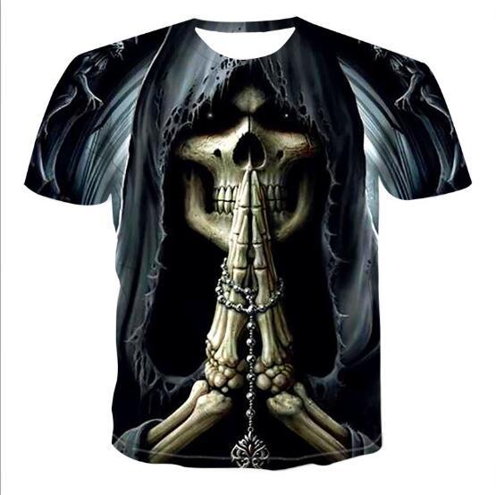 Men’s Skull 3D T-Shirt – Cotton Graphic Tee, Casual Streetwear Short Sleeve for Summer Style