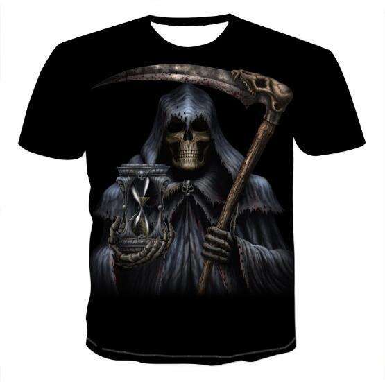 Men’s Skull 3D T-Shirt – Cotton Graphic Tee, Casual Streetwear Short Sleeve for Summer Style