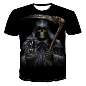 Men’s Skull 3D T-Shirt – Cotton Graphic Tee, Casual Streetwear Short Sleeve for Summer Style