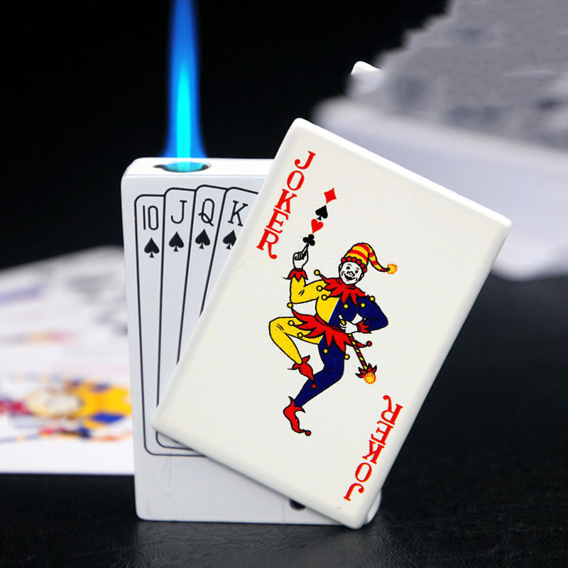 Poker Card Metal Windproof Lighter | Creative Zinc Alloy Keychain | Refillable Straight Flame Cigarette Lighter Gift