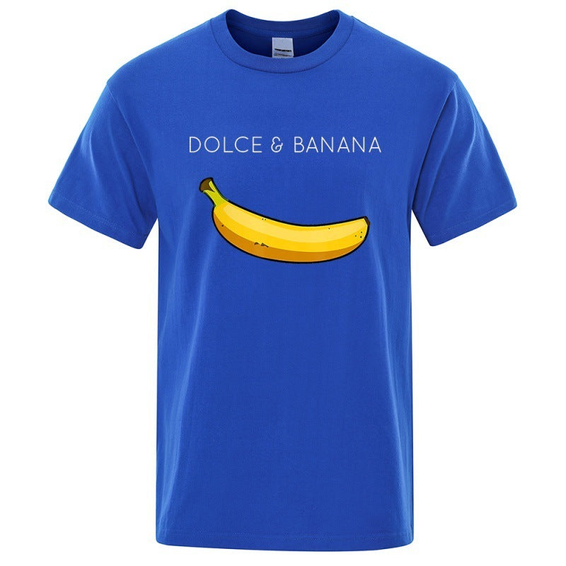 Dolce Banana Fashion Print Men’s T-Shirt – Trendy Short Sleeve Polyester Tee for Casual Streetwear