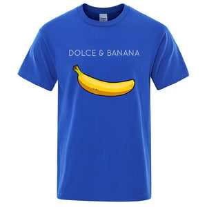 Dolce Banana Fashion Print Men’s T-Shirt – Trendy Short Sleeve Polyester Tee for Casual Streetwear
