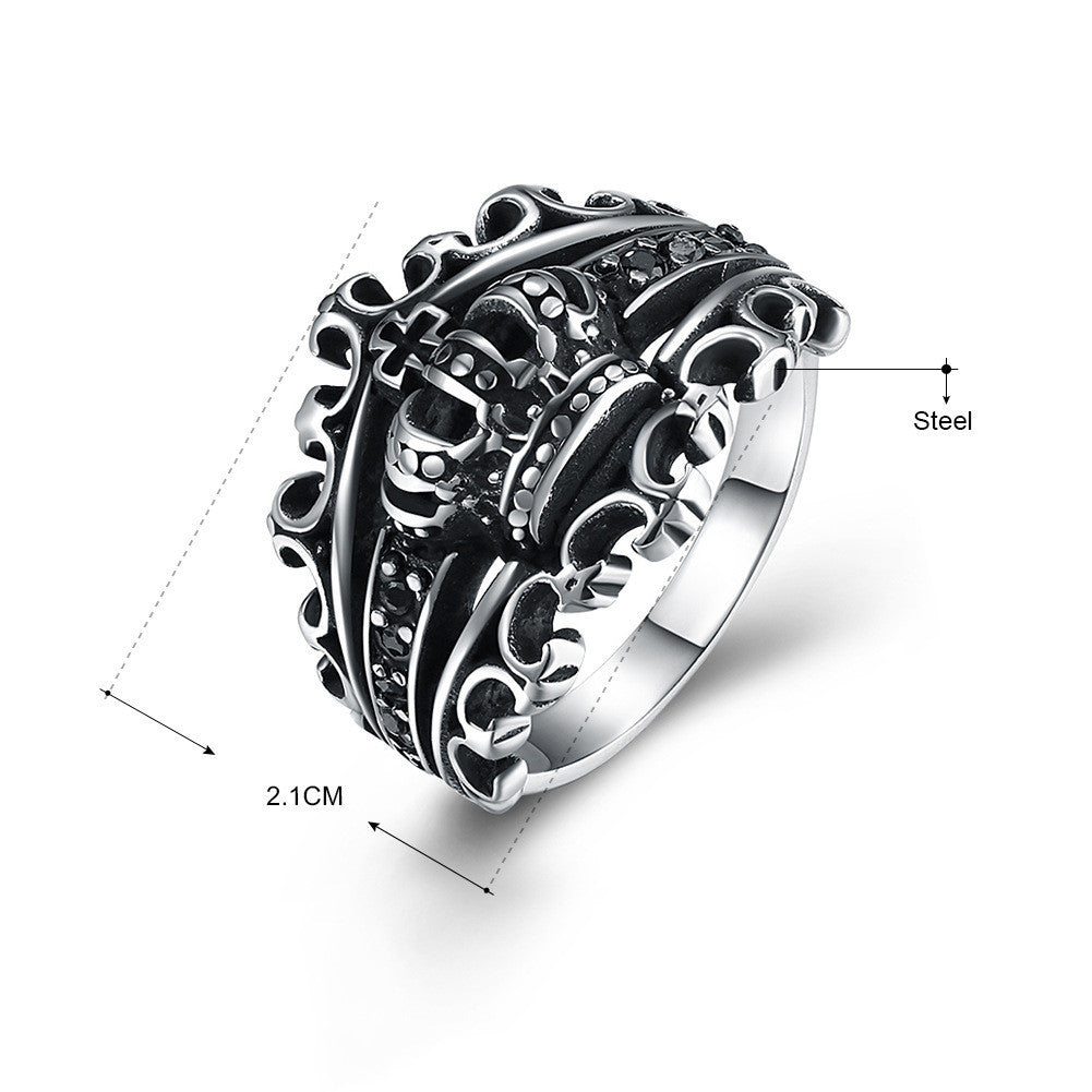 Men’s Punk Crown Ring Titanium Steel European & American Unisex Fashion Ring Gothic Jewelry