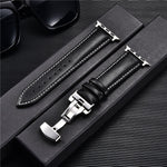 Premium Genuine Leather Apple Watch Strap 38-44mm - Butterfly Buckle & Cowhide