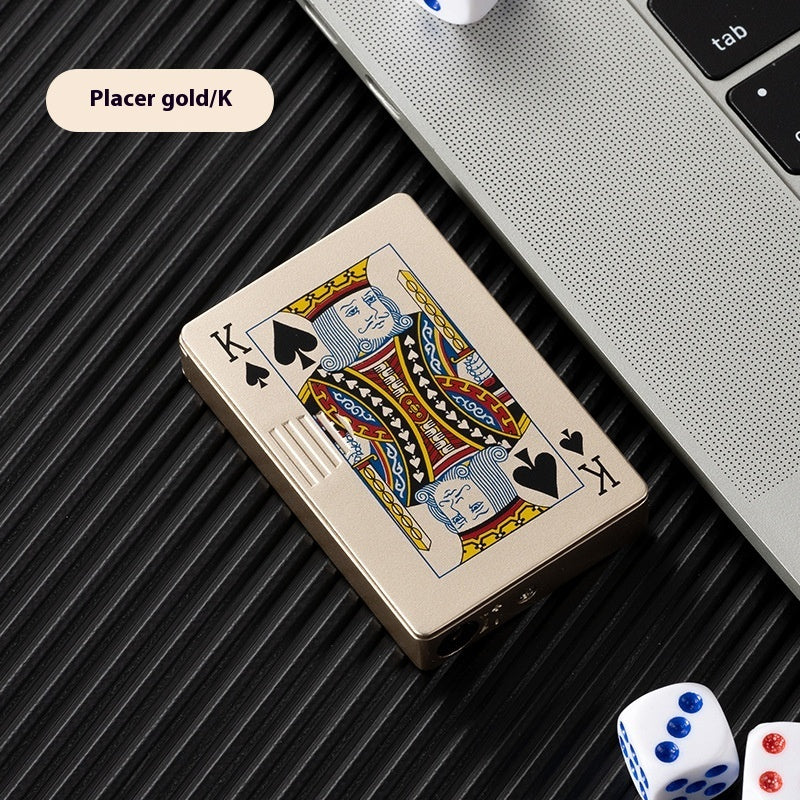 Poker Card Metal Windproof Lighter | Creative Zinc Alloy Keychain | Refillable Straight Flame Cigarette Lighter Gift