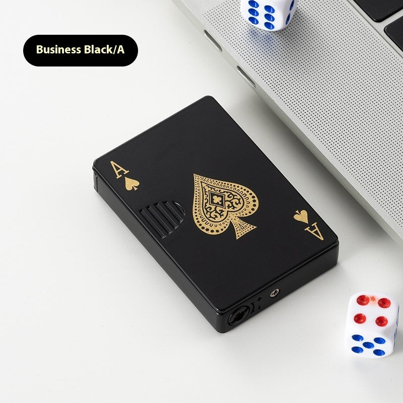 Poker Card Metal Windproof Lighter | Creative Zinc Alloy Keychain | Refillable Straight Flame Cigarette Lighter Gift