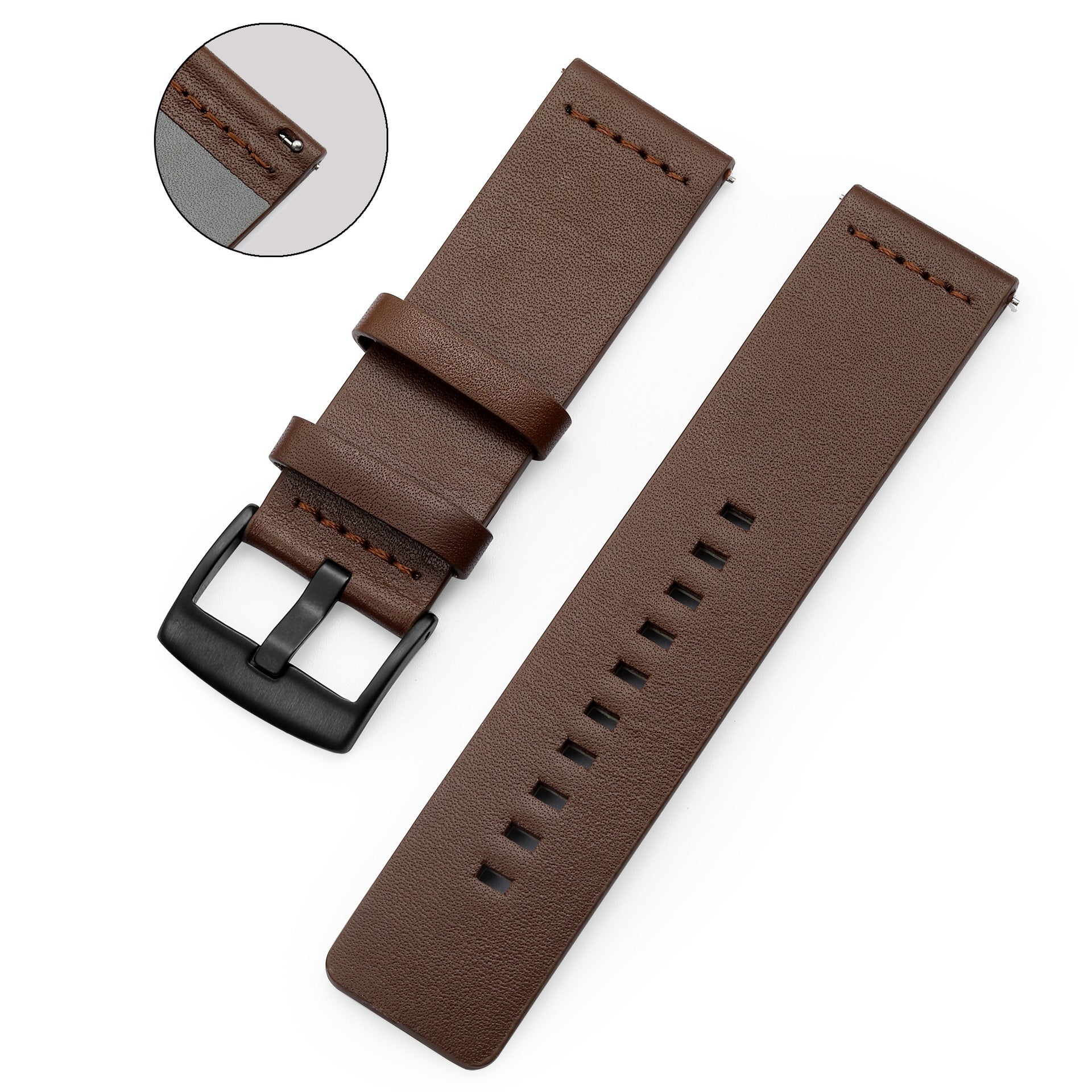Genuine Leather Universal Watch Strap (18mm-24mm) - Brown, Black, Blue & Orange