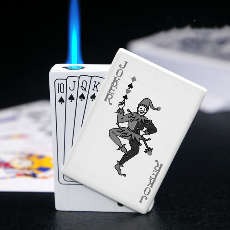 Poker Card Metal Windproof Lighter | Creative Zinc Alloy Keychain | Refillable Straight Flame Cigarette Lighter Gift