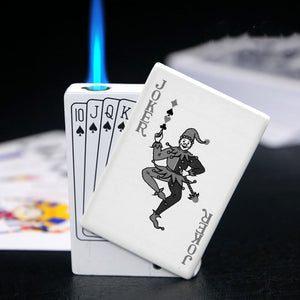 Poker Card Metal Windproof Lighter | Creative Zinc Alloy Keychain | Refillable Straight Flame Cigarette Lighter Gift