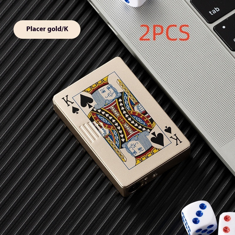 Poker Card Metal Windproof Lighter | Creative Zinc Alloy Keychain | Refillable Straight Flame Cigarette Lighter Gift