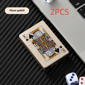 Poker Card Metal Windproof Lighter | Creative Zinc Alloy Keychain | Refillable Straight Flame Cigarette Lighter Gift