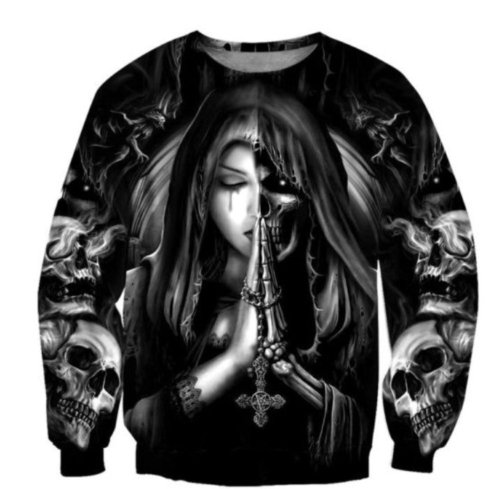 Halloween Skull Anime 3D Sweatshirt – Men’s & Women’s Hooded Pullover, Casual Streetwear Hoodie for Halloween
