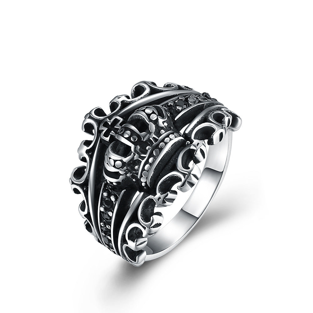 Men’s Punk Crown Ring Titanium Steel European & American Unisex Fashion Ring Gothic Jewelry