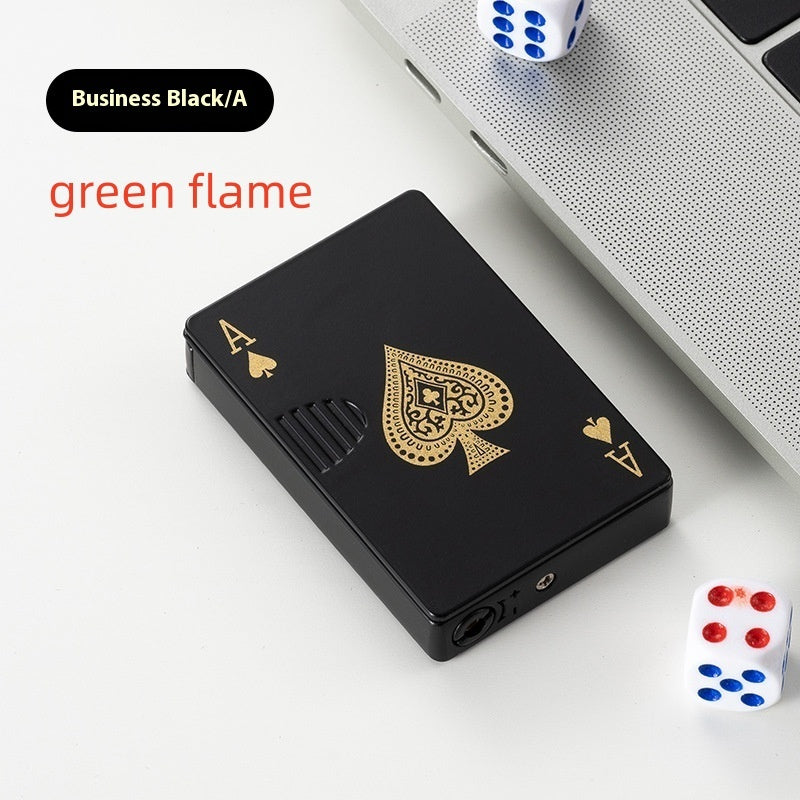 Poker Card Metal Windproof Lighter | Creative Zinc Alloy Keychain | Refillable Straight Flame Cigarette Lighter Gift