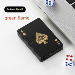 Poker Card Metal Windproof Lighter | Creative Zinc Alloy Keychain | Refillable Straight Flame Cigarette Lighter Gift