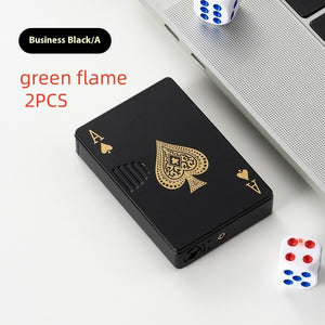Poker Card Metal Windproof Lighter | Creative Zinc Alloy Keychain | Refillable Straight Flame Cigarette Lighter Gift
