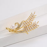 Elegant Wheat Style Brooch for Women Gold & Silver Plated Flower Pin Niche Fashion Accessory
