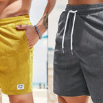 Men’s Corduroy Shorts Lace-Up Drawstring Summer Pants Casual Straight Fit Sports Shorts for Men