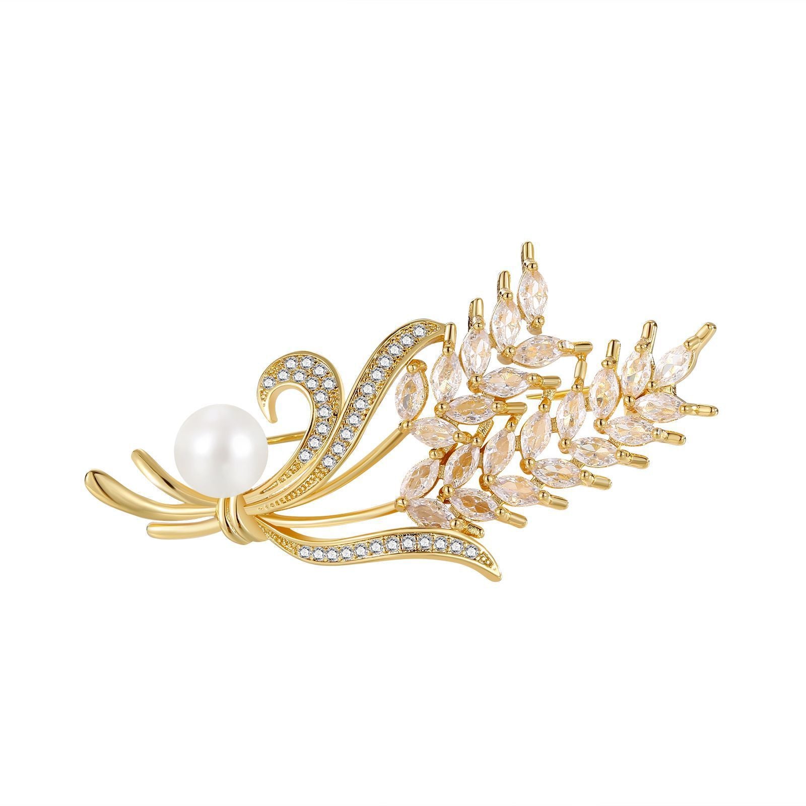 Elegant Wheat Style Brooch for Women Gold & Silver Plated Flower Pin Niche Fashion Accessory