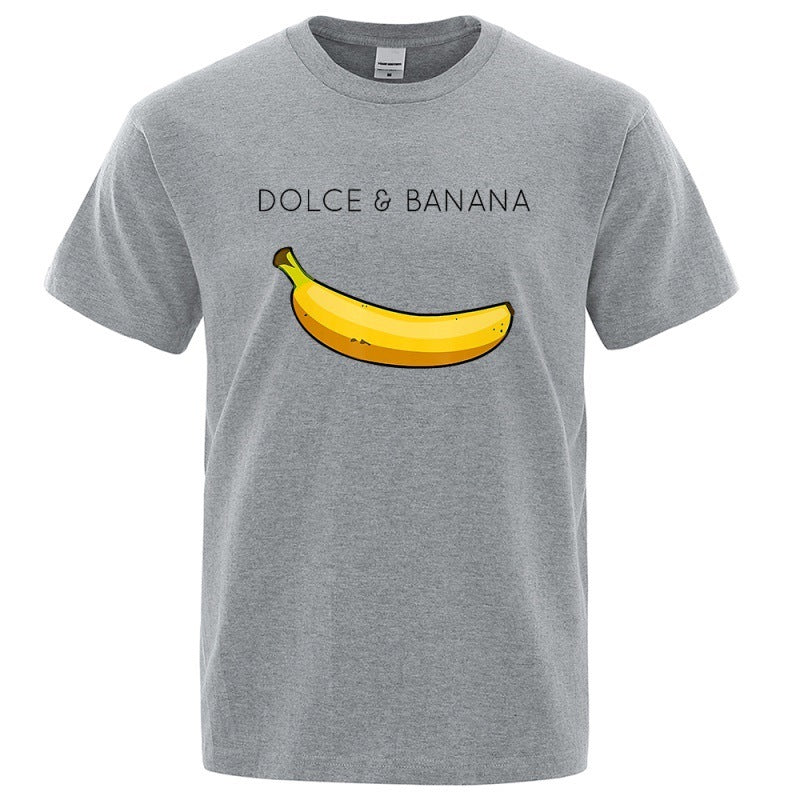 Dolce Banana Fashion Print Men’s T-Shirt – Trendy Short Sleeve Polyester Tee for Casual Streetwear