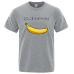 Dolce Banana Fashion Print Men’s T-Shirt – Trendy Short Sleeve Polyester Tee for Casual Streetwear