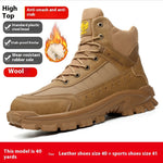 Men’s Winter Wool Safety Shoes Anti-Smashing, Plastic Toe Cap, Non-Slip, Warm Work Protective Footwear