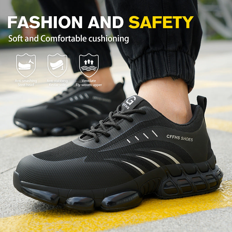 Popcorn Sole Protective Safety Shoes – Anti-Smash, Anti-Puncture Steel Toe Work Footwear for Men