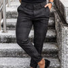 Plaid Print Men’s Casual Pants – Loose Thin Trousers with Pocket Decoration, Lightweight Workwear & Leisure Pants