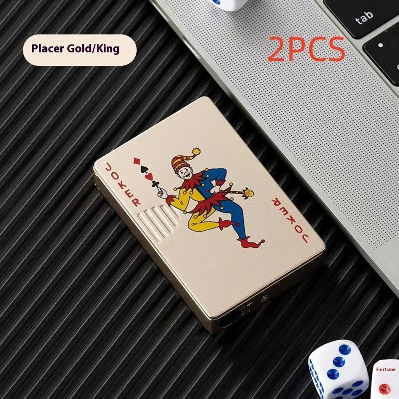Poker Card Metal Windproof Lighter | Creative Zinc Alloy Keychain | Refillable Straight Flame Cigarette Lighter Gift